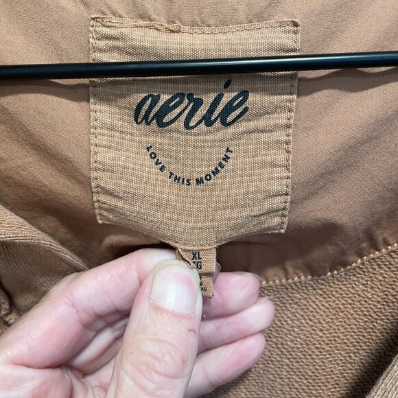 Aerie Brown Oversized Distressed Pullover Sweatshirt XL - Picture 2 of 5